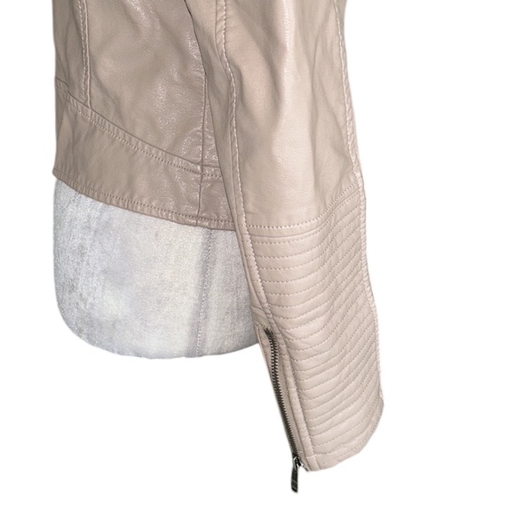 Coalition LA Mauve Blush Pink Vegan Leather Zip Sleeve Cropped Moto Jacket - S - Picture 6 of 10